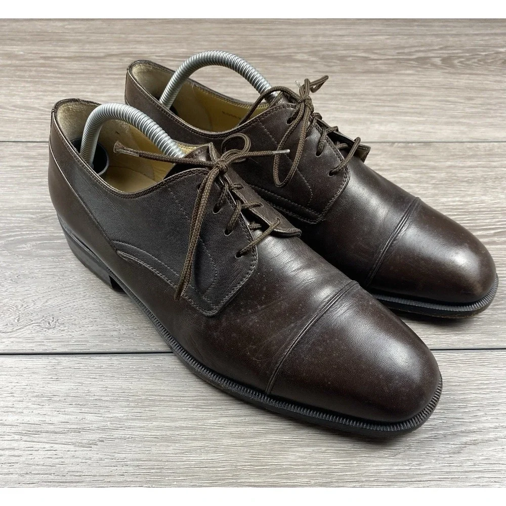 Bally Of Switzerland‎ Men's Cap Toe Leather Dress Shoes Brown Size 9.5 D